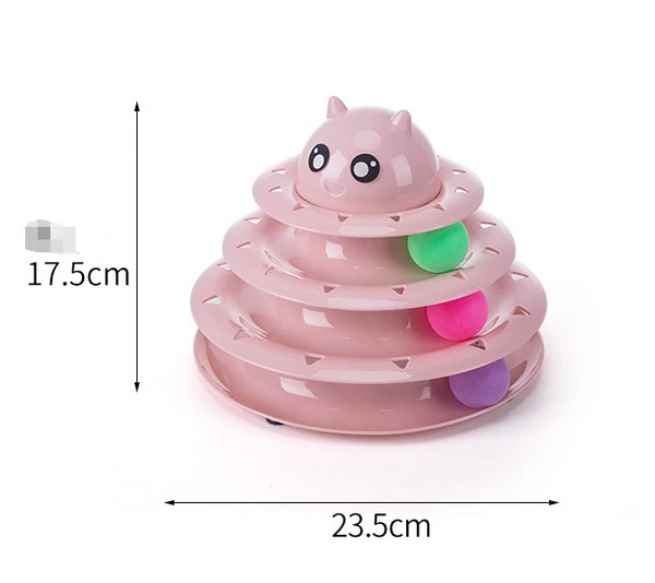 Cat toy three-tier tower with spinning balls – Interactive turntable for indoor cats
