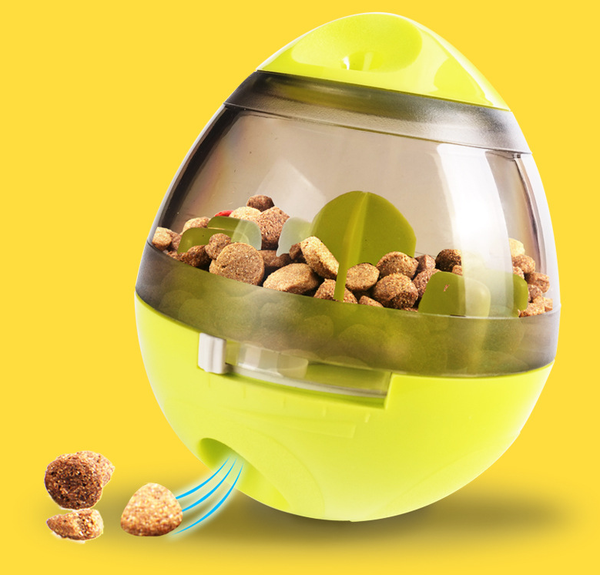 Dog food dispenser toy ball for interactive feeding