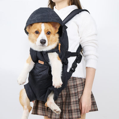 Winter thickened portable pet chest backpack