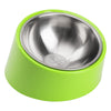 Inclined stainless steel pet bowl with anti-slip base