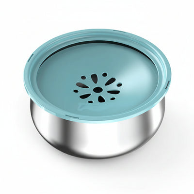 Stainless steel pet water bowl with splash guard