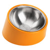 Inclined stainless steel pet bowl with anti-slip base