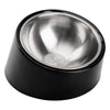 Inclined stainless steel pet bowl with anti-slip base