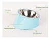 Inclined stainless steel pet bowl with anti-slip base